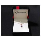 GENUINE AMETHYST DIAMOND NECKLACE