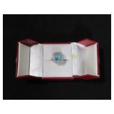 4.04CT CREATED SWISS BLUE TOPAZ RING SIZE 5 ¾