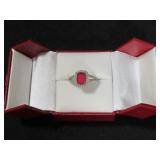 2CT CREATED RUBY DINNER RING SIZE 8
