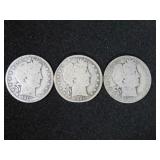 (3) BARBER SILVER HALF DOLLARS MISC DATES