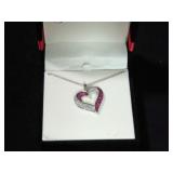 3CT CREATED RUBY HEART NECKLACE