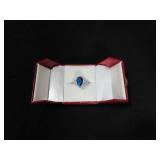 3.62CT CREATED SAPPHIRE PEAR CUT RING SIZE 8