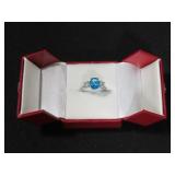 4.02CT CREATED BLUE TOPAZ ANNIVERSARY RING SIZE 8