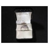 GENUINE BLACK AND WHITE DIAMOND RING SIZE 7