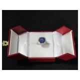 4.02CT CREATED TANZANITE DIAMOND RING SIZE 7 ¼