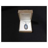 HEAVY STERLING SILVER GEMSTONE NECKLACE