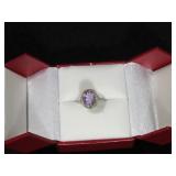 2CT GENUINE AMETHYST DIAMOND RING SIZE 5 ¾