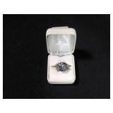 18CT CREATED MYSTIC TOPAZ SOLITAIRE RING SIZE 7