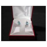 3CT CREATED BLUE TOPAZ EARRINGS