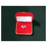 2CT CREATED RUBY HEART RING SIZE 7