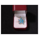 CREATED BLUE OPAL STAR FISH RING SIZE 9