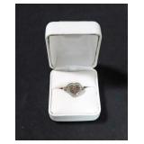 GENUINE RED AND WHITE DIAMOND HEART RING SIZE 7