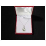 3CT CHECKERBOARD CUT GREEN AMETHYST NECKLACE