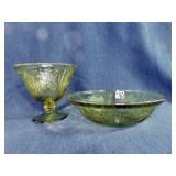 2 PCS DEPRESSION GLASS