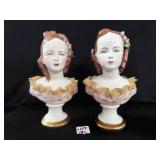 2 CERAMIC GIRL BUSTS