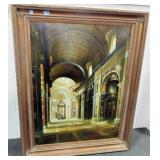 CATHEDRAL INTERIOR - OIL ON CANVAS BY Y. TRELEASE