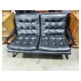 BLACK LEATHER LOVE SEAT