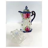 CHOCOLATE POT  AND ASHTRAYS