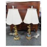 PAIR SPELTER FIGURAL LAMPS
