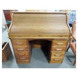 OAK S CURVE ROLL TOP DESK