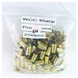 250 PCS. BRASS FOR RELOADING .45 ACP