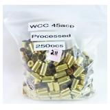 250 PCS. BRASS FOR RELOADING .45 ACP