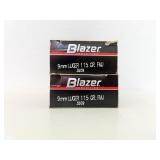 100 ROUNDS BLAZER 9MM LUGER AMMUNITION