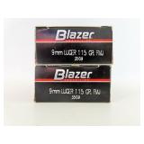 100 ROUNDS BLAZER 9MM LUGER AMMUNITION