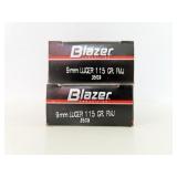 100 ROUNDS BLAZER 9MM LUGER AMMUNITION