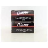 100 ROUNDS BLAZER 9MM LUGER AMMUNITION