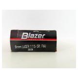 50 ROUNDS BLAZER 9MM LUGER AMMUNITION