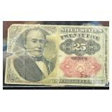 1874 U.S. 25 CENT FRARACTIONAL CURRENCY