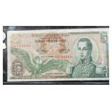 1968 COLOMBIA 5 GOLD PESO NOTE