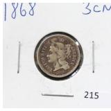 1868 THREE CENT NICKEL
