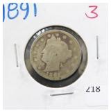 1891 LIBERTY "V" NICKEL