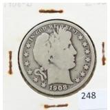 1908-D BARBER HALF DOLLAR