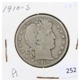 1910-S BARBER HALF DOLLAR
