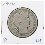 1910 BARBER HALF DOLLAR