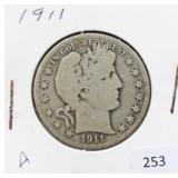1911 BARBER HALF DOLLAR