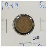 1949 H ONG KONG 5 CENTS
