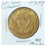 ST. JOHN THE DIVINE CATHEDRAL MEDAL - NY, NY