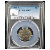 1940-S JEFFERSON NICKEL - PCGS GRADED: MS 65