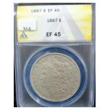 1887 MORGAN DOLLAR - ANACS GRADED: EF45