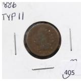 1886 TYPE II INDIAN HEAD CENT