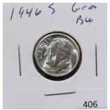 1946-S ROOSEVELT SILVER DIME - GEM BU