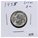 1955 ROOSEVELT SILVER DIME - GEM BU