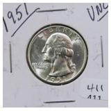 1951 WASHINGTON SILVER QUARTER - GEM BU
