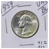 1959 WASHINGTON SILVER QUARTER - GEM BU