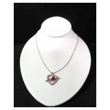 RUBY AND WHITE SAPPHIRE HEART NECKLACE