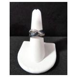 BLUE BLACK AND WHITE DIAMOND ESTATE RING
